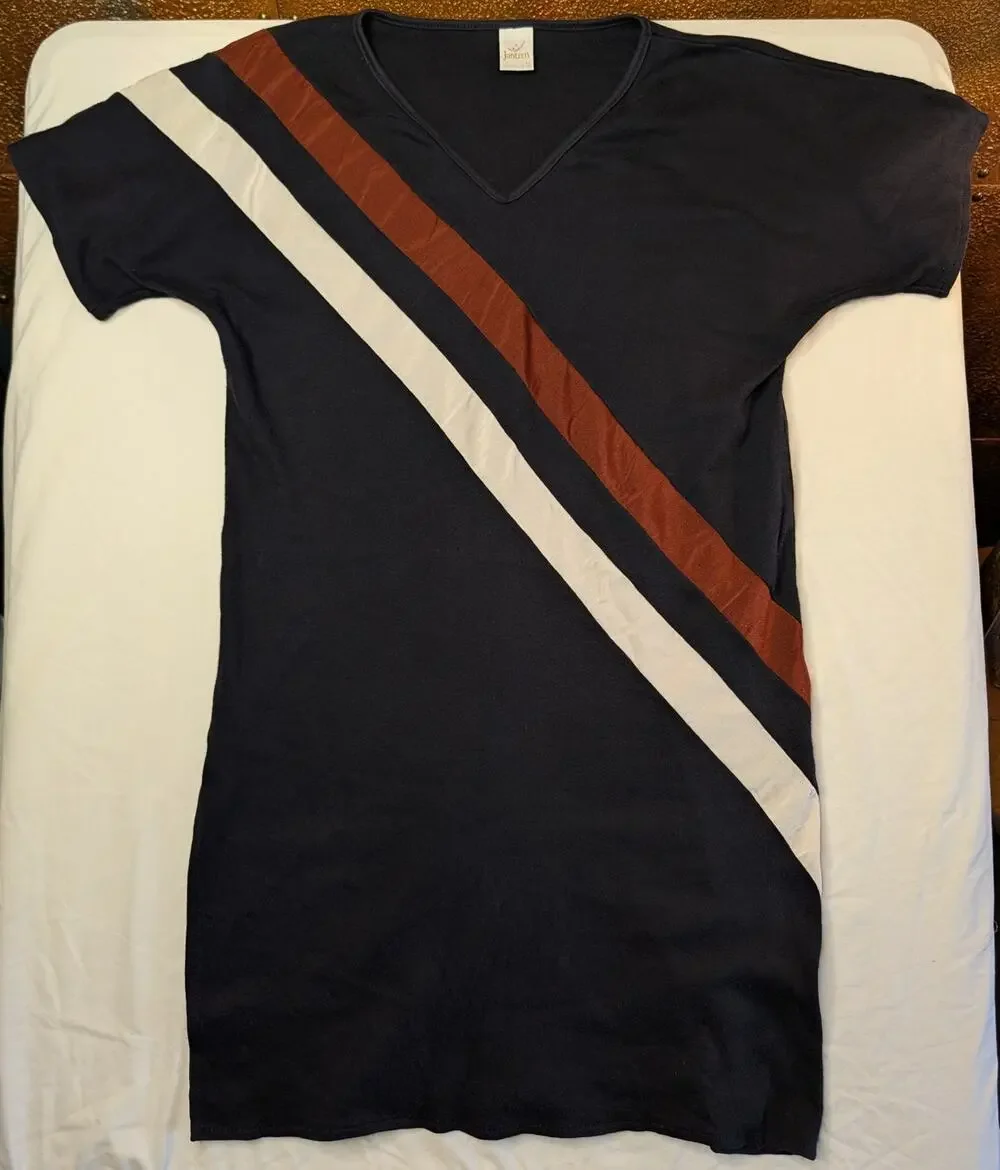 Vintage 70s Jantzen Swim Cover Up Tunic Dress M Black Stripe Retro USA Made Pool